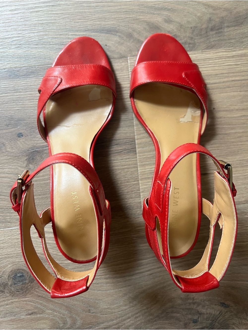 Nine West Red Open-Toe Ankle-Strap Sandals